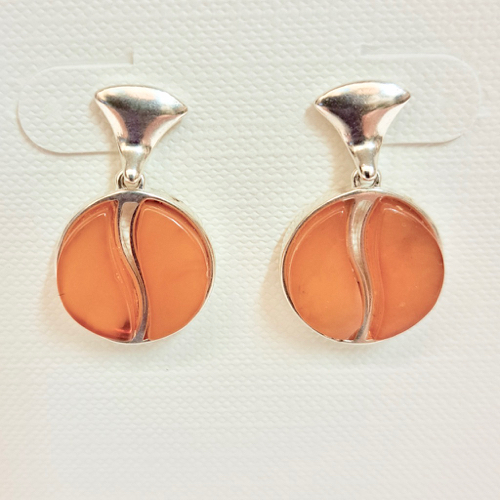 Click to view detail for HWG-2346 Earrings, Single Round Golden Amber with Split $55